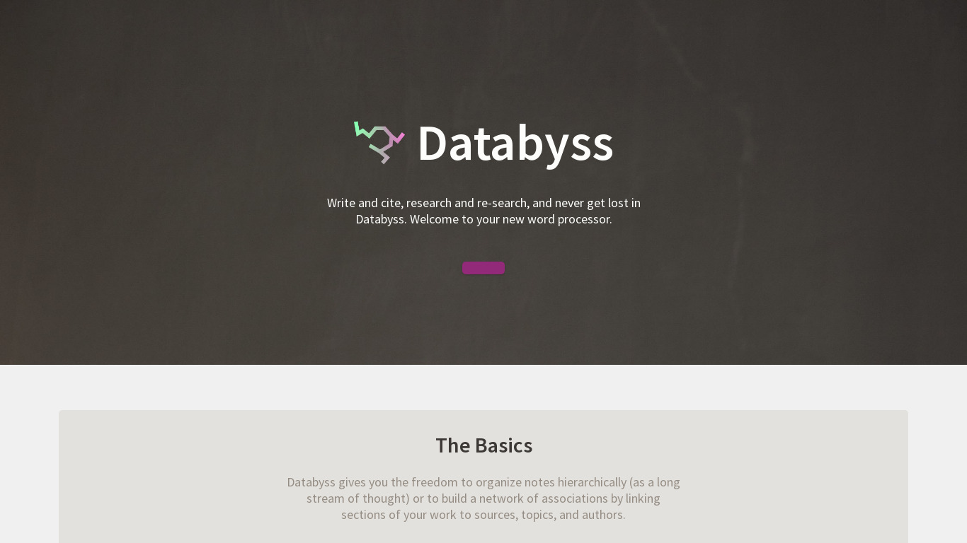 Databyss Landing page