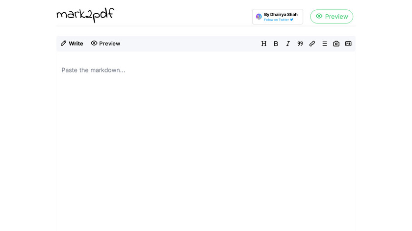 Mark2PDF Landing Page