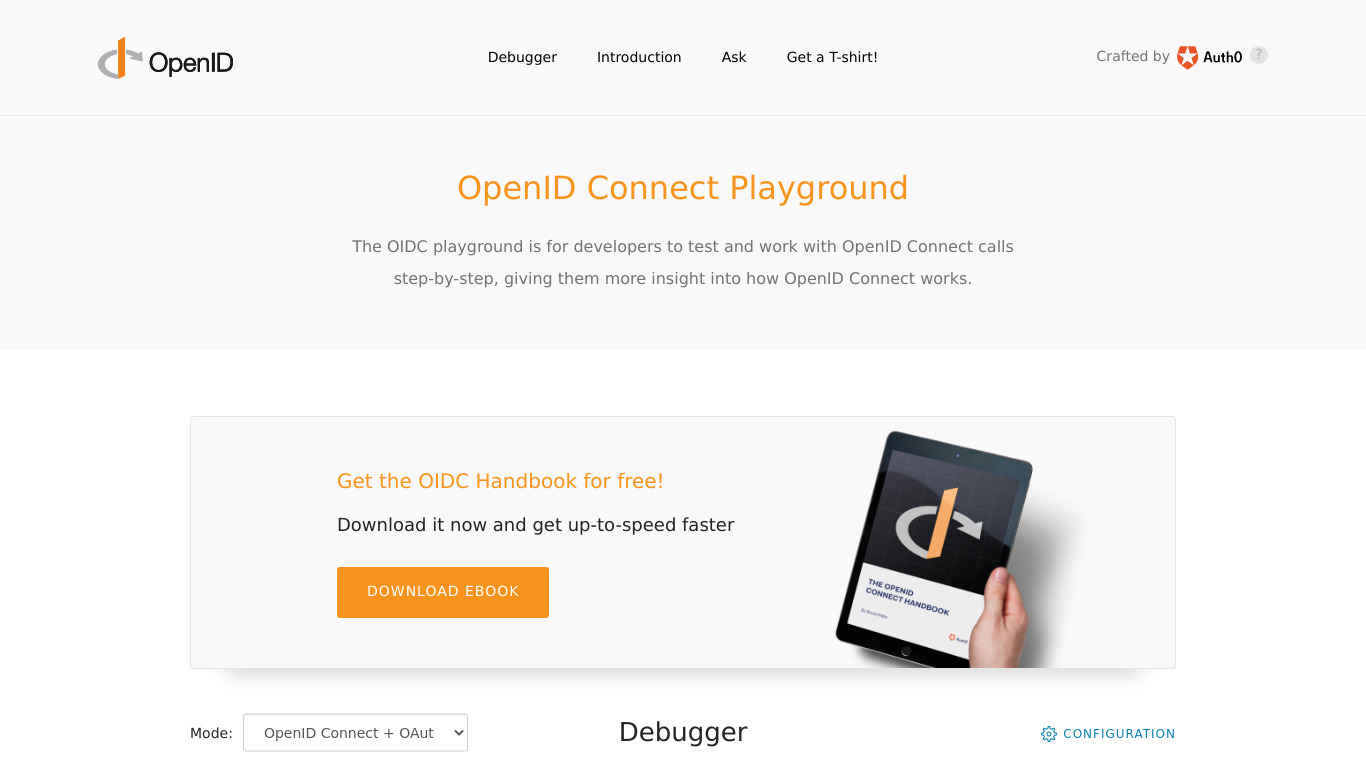 OpenID Connect Playground Landing page