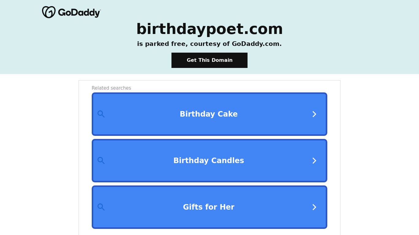 The Birthday Poet Landing page