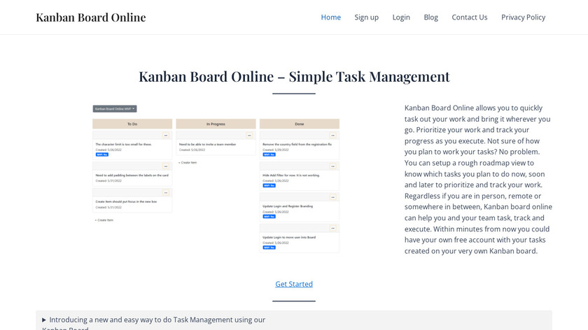 Kanban Board Online Landing Page