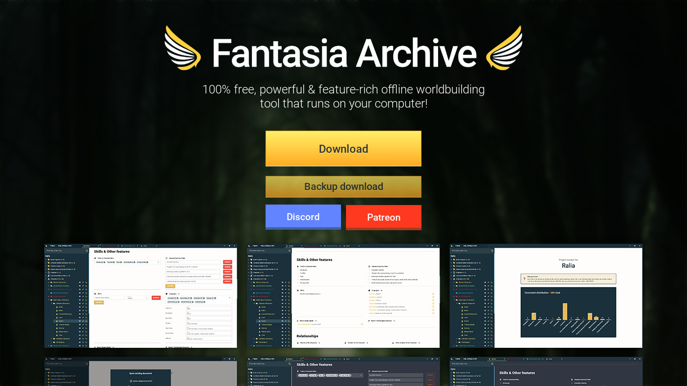 Fantasia Archive Landing page