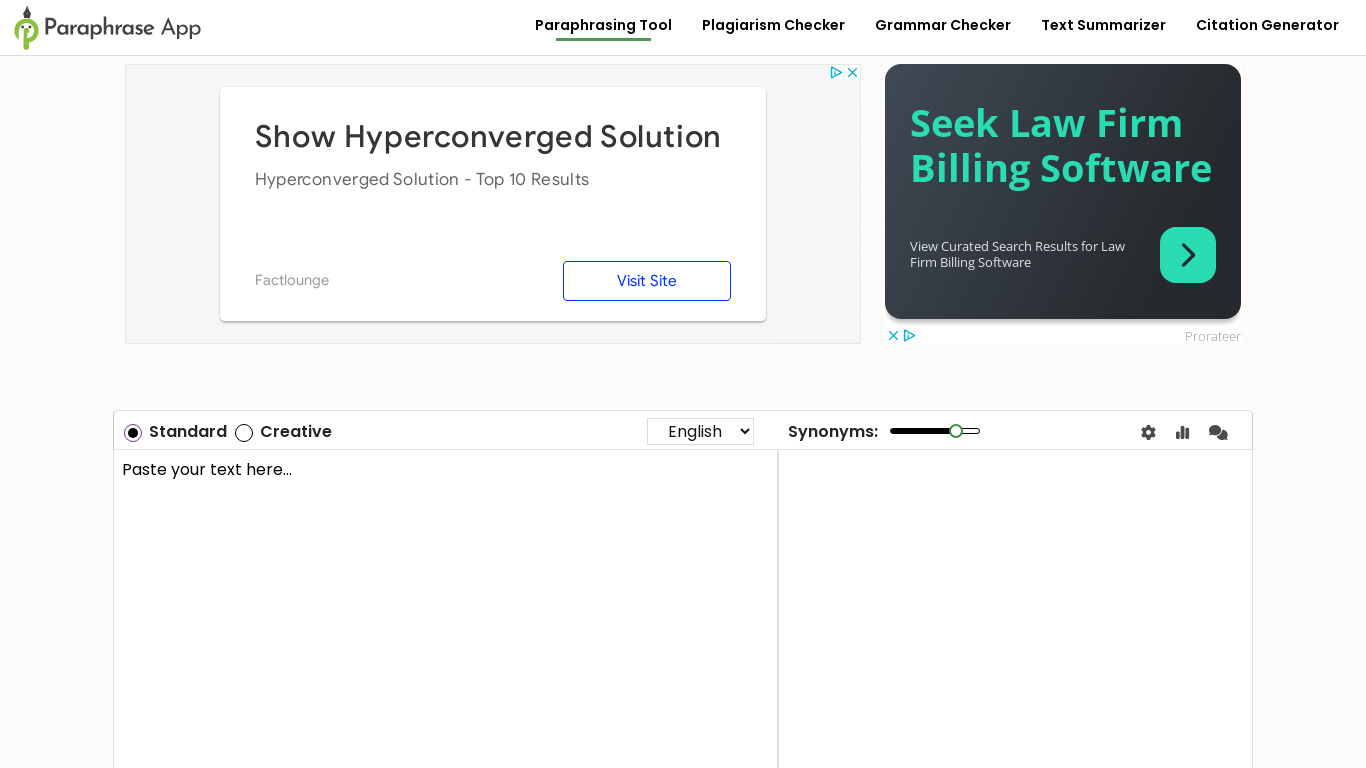 Paraphrase App Landing page
