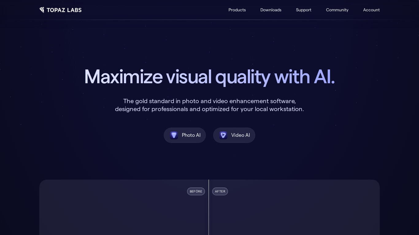 Topaz Labs Landing page