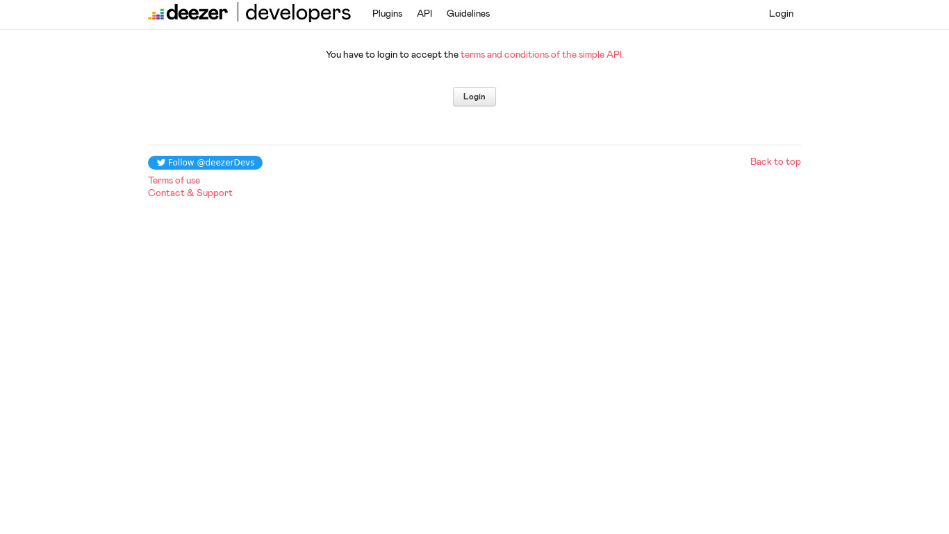 Deezer API Landing page