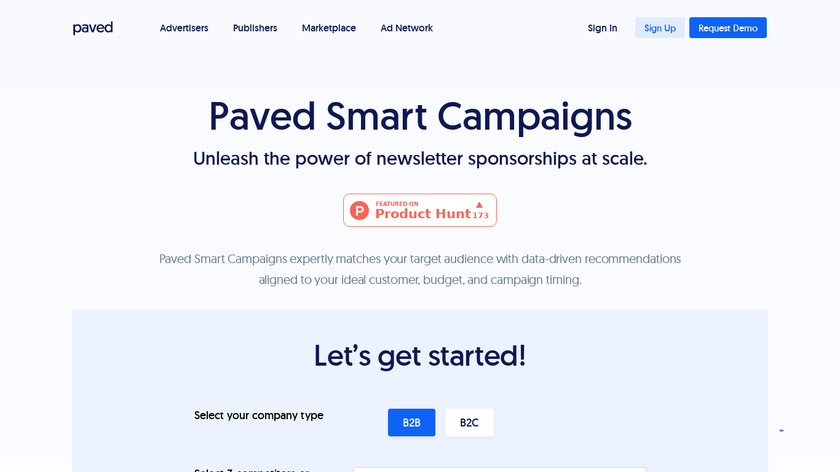 Paved Smart Campaigns for Newsletters Landing Page