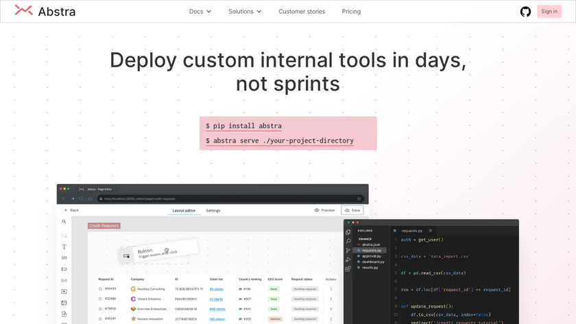 Abstra Dashes Landing Page