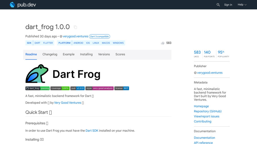 Dart Frog Landing Page