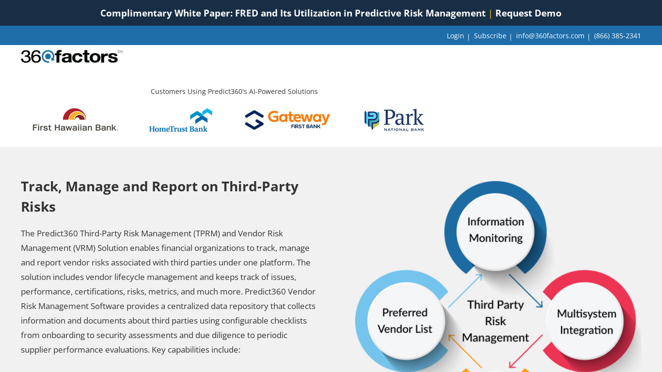 360factors Third Party Risk Management Landing page