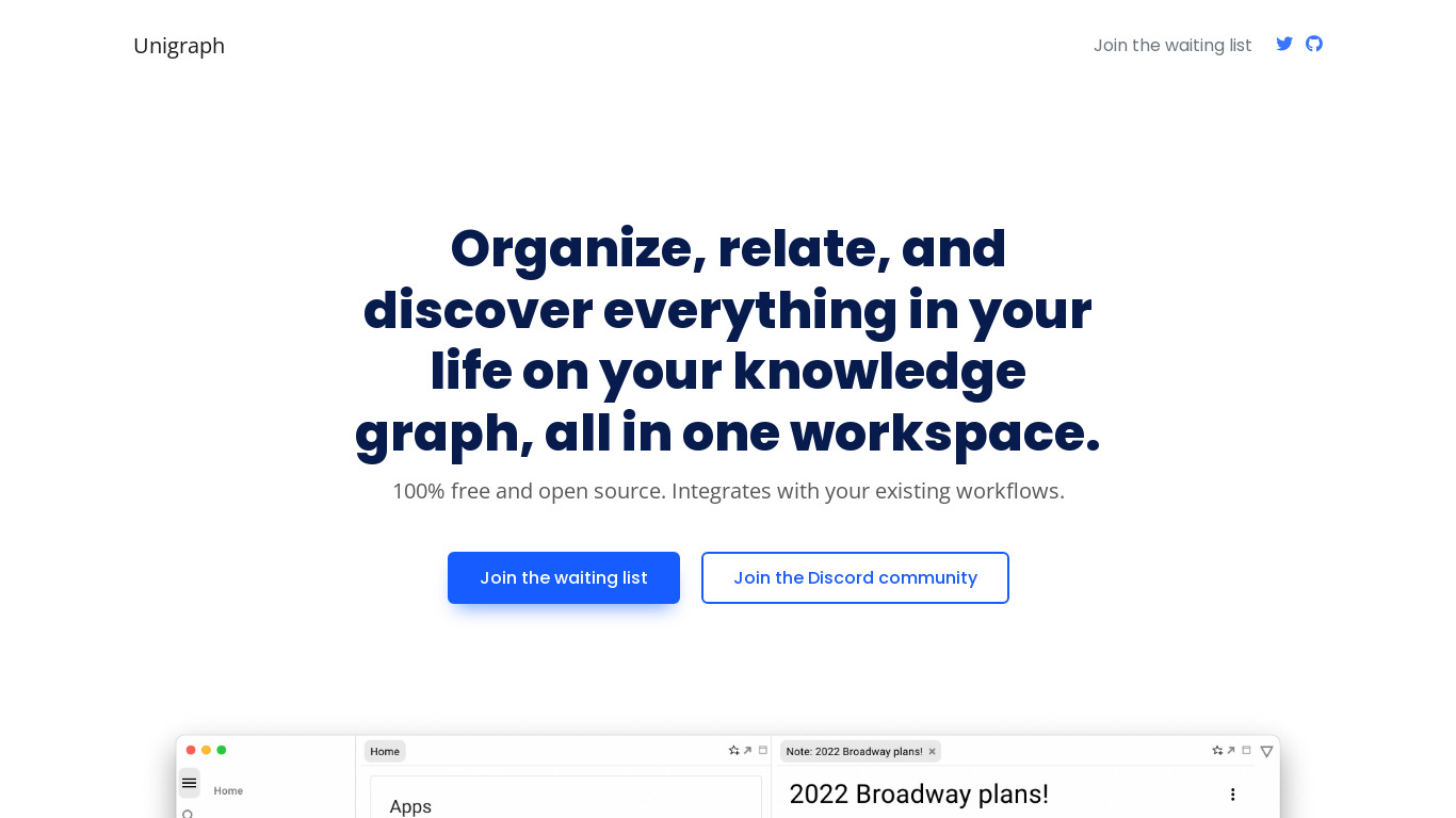 Unigraph Landing page