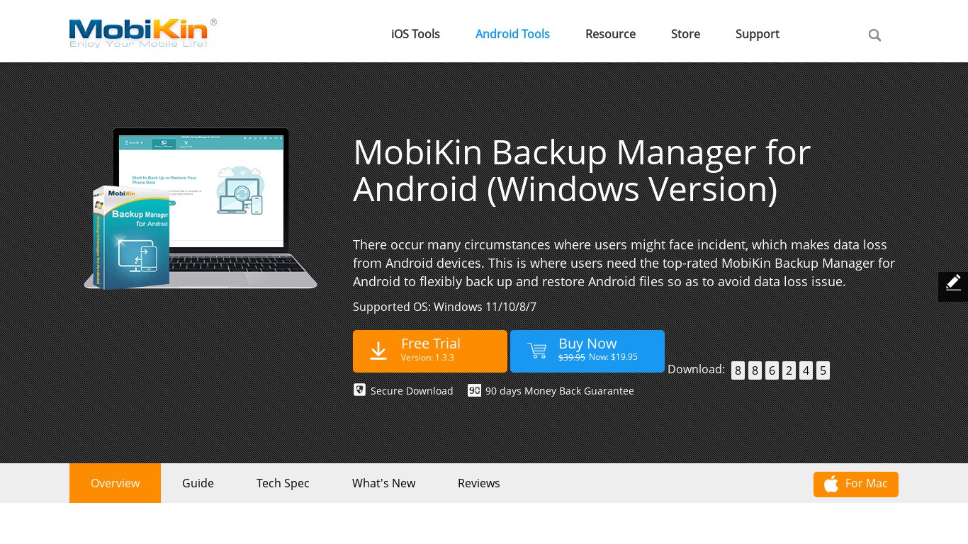 MobiKin Android Backup and Restore Landing page