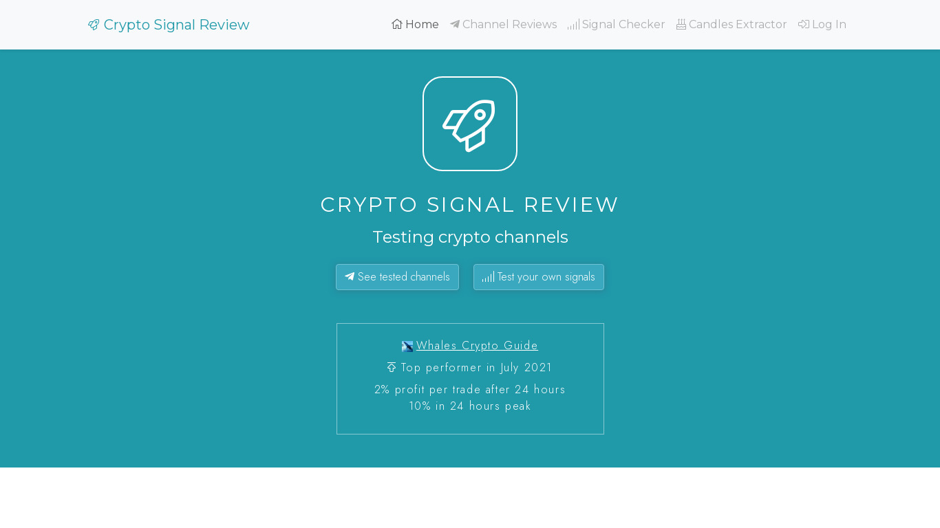 Crypto Signal Review Landing page