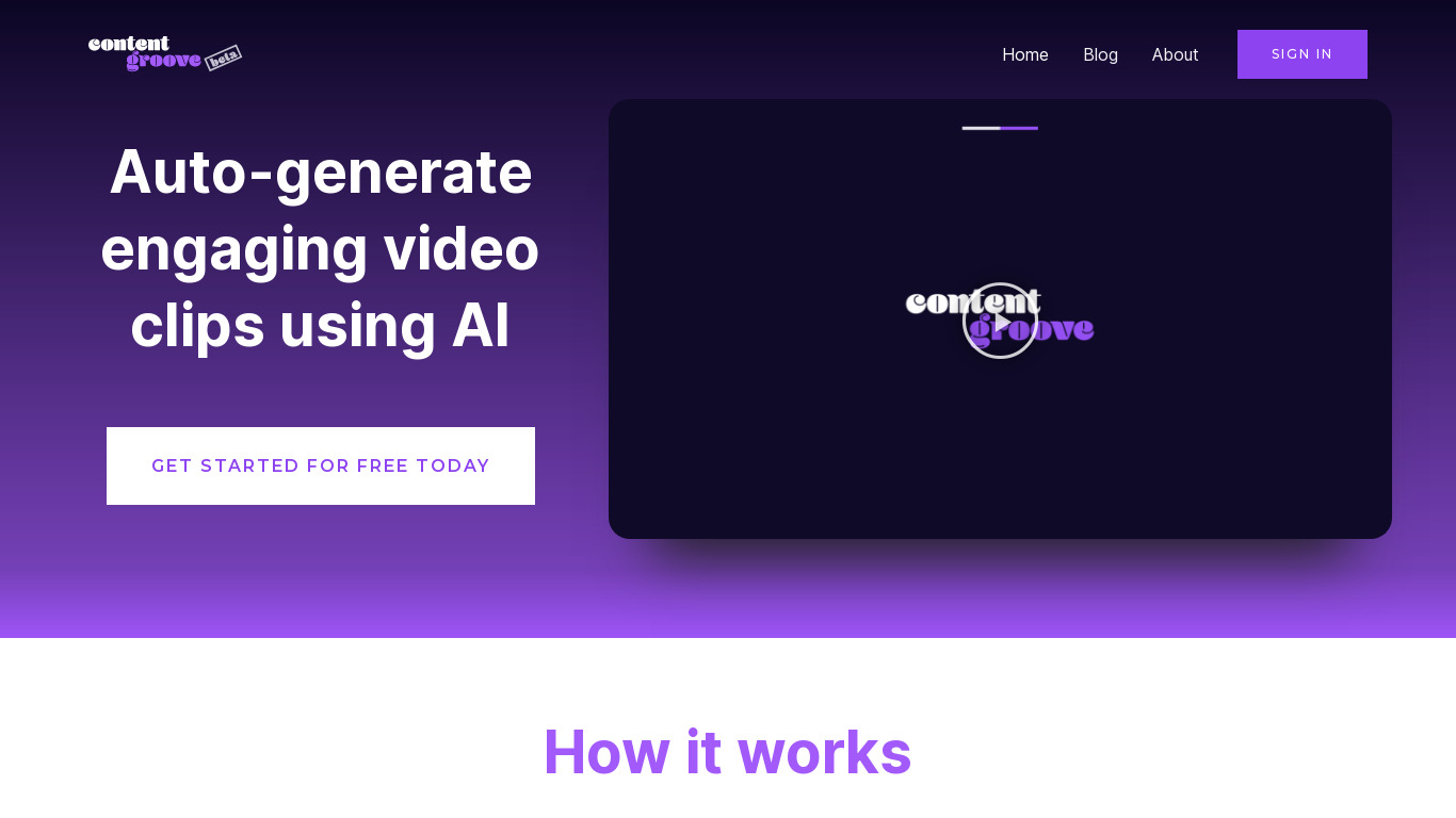 ContentGroove Landing page