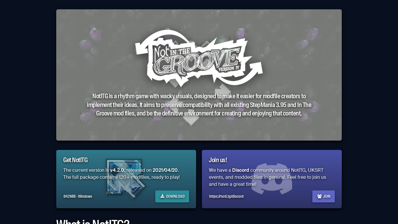 NoITG Landing page