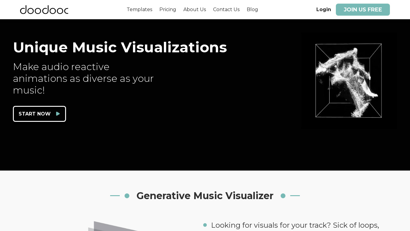 doodooc Music Visualizer Landing page