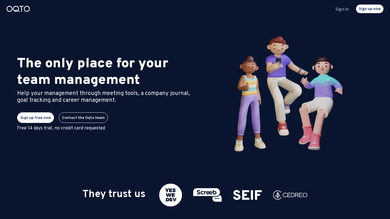 Oqto Landing page