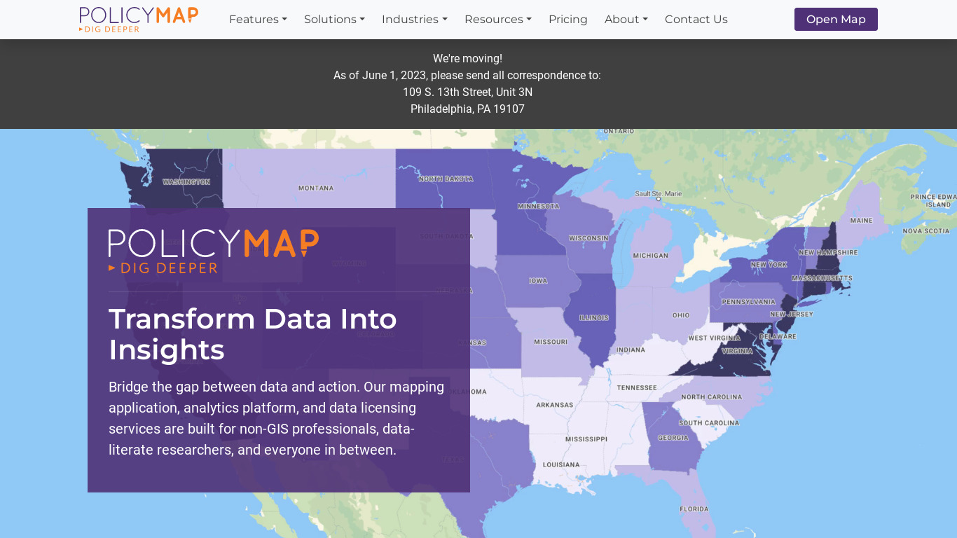 PolicyMap Landing page
