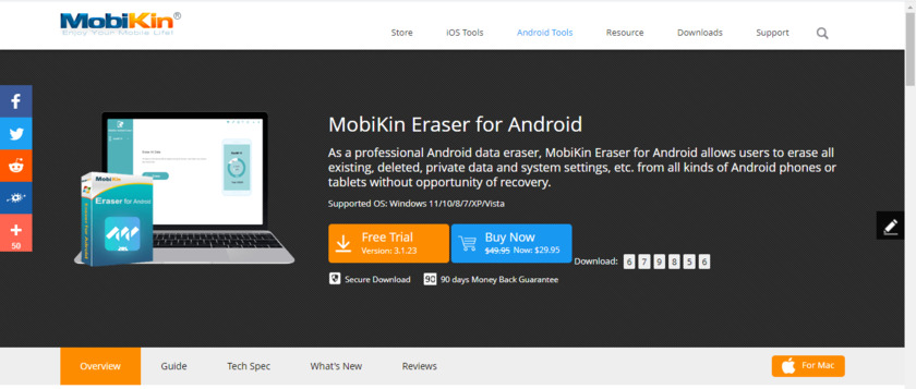 MobiKin Eraser for Android Landing Page
