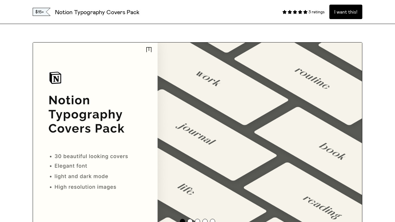Notion Typography Covers Pack Landing page