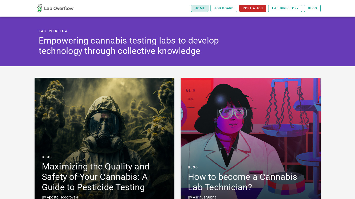 Lab Overflow Landing page