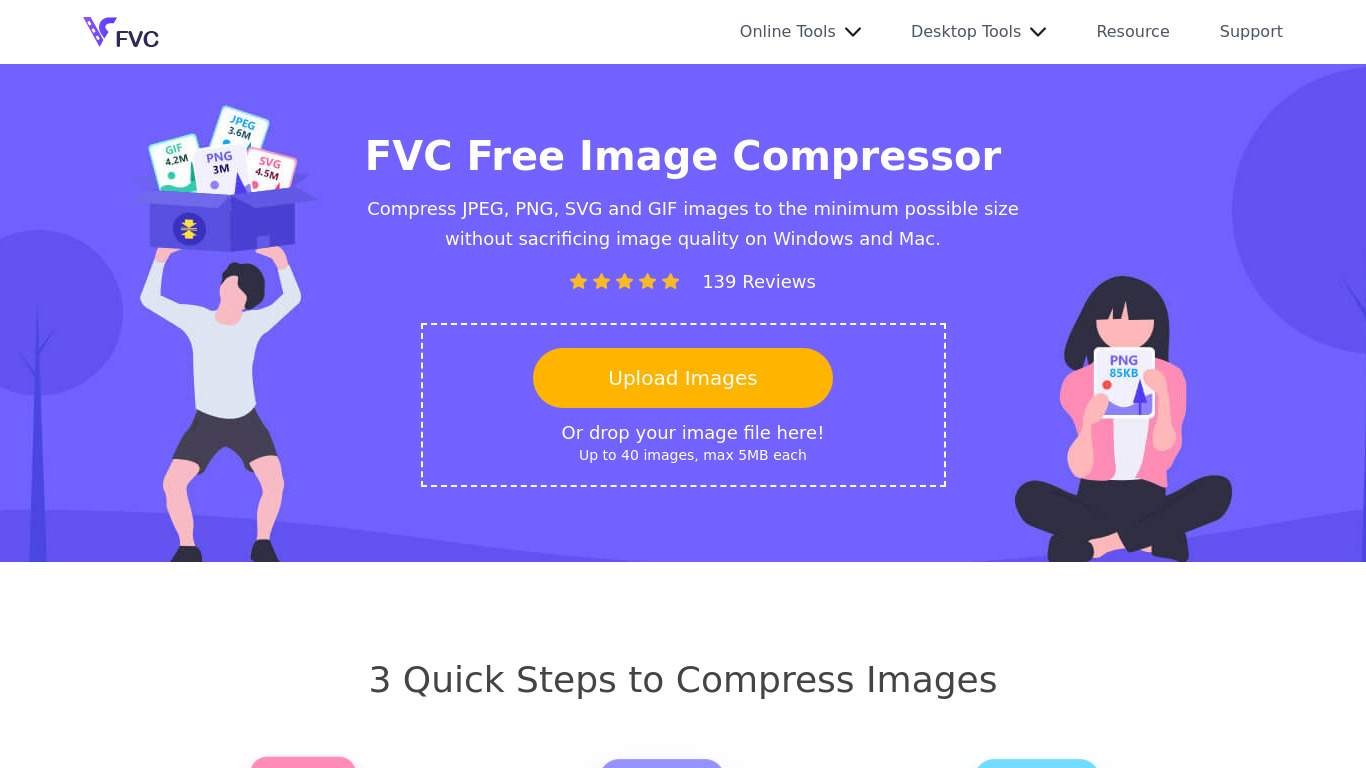 FVC Free Image Compressor Landing page