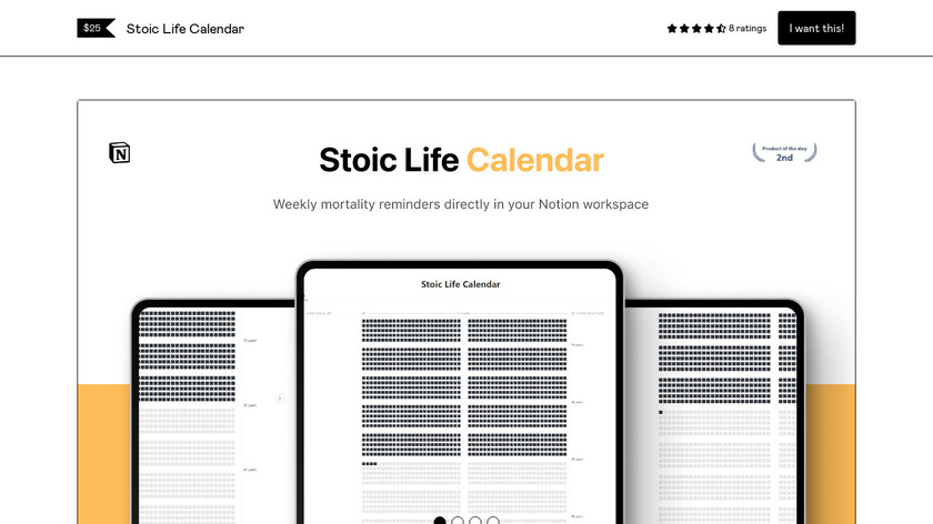 Stoic Life Calendar Landing Page
