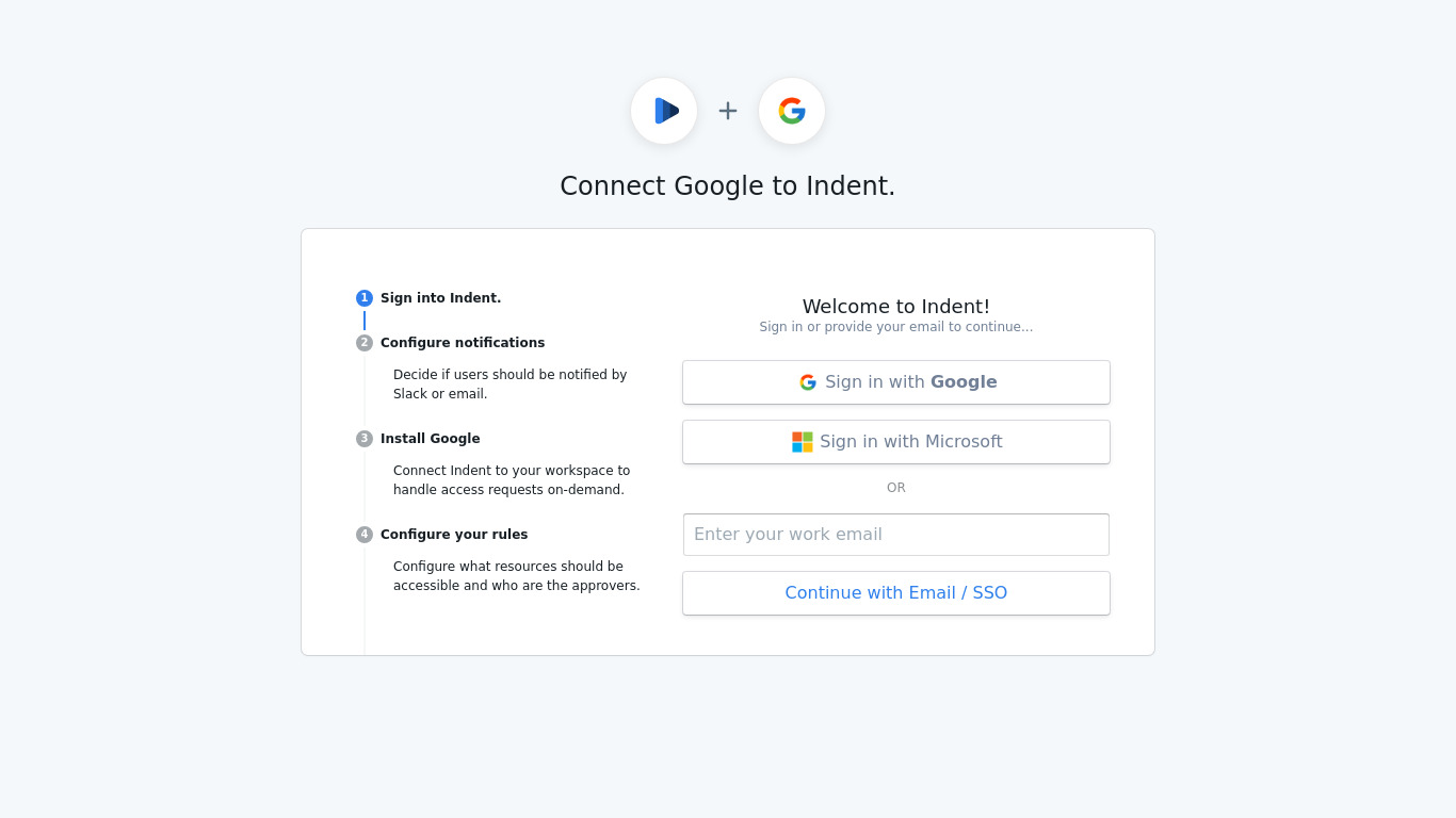 Indent for Google Groups Landing page