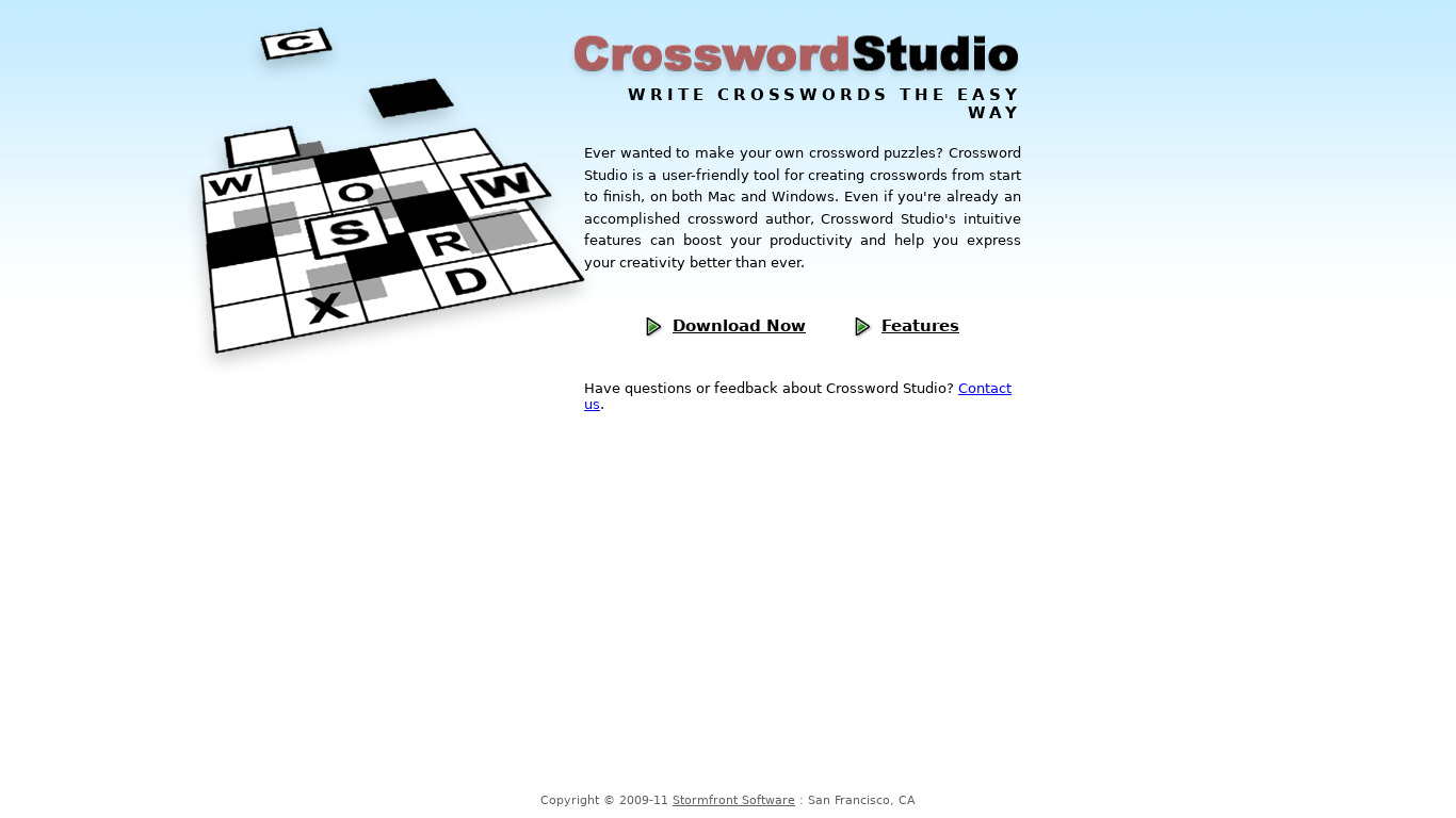 Crossword Studio Landing page