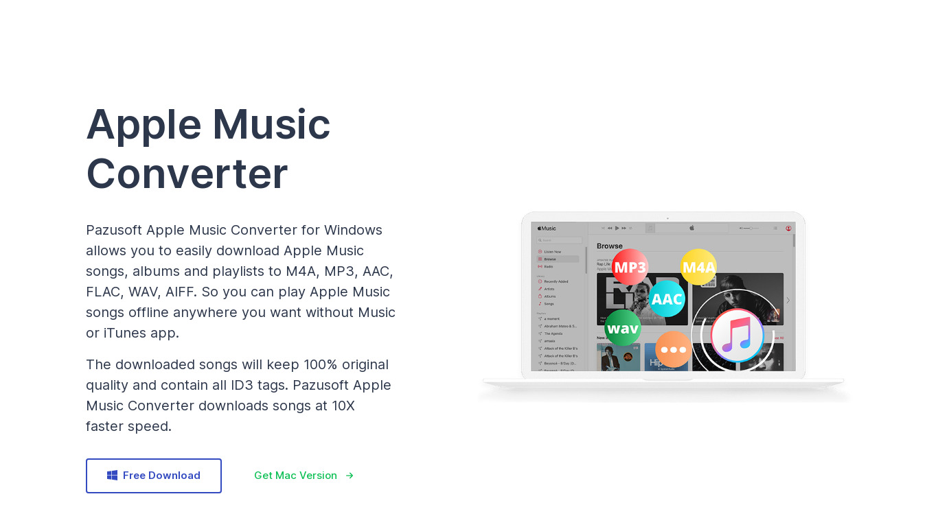 Pazu Apple Music Converter Landing page