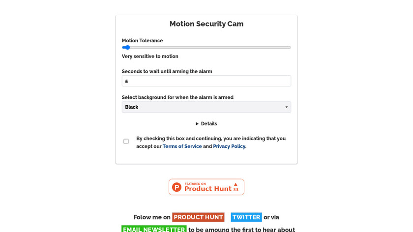 Motion Security Cam Landing Page