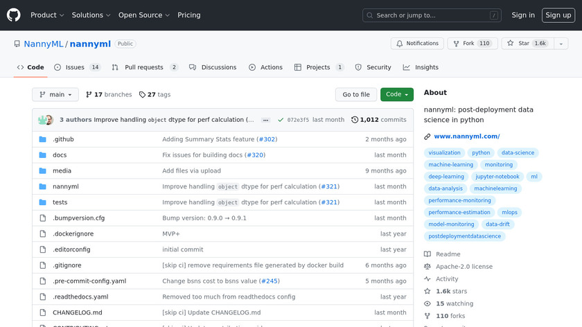 NannyML Landing Page