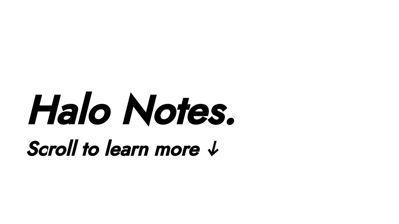 Halo Notes Landing page