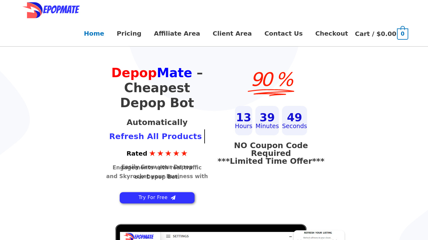 DepopMate Landing page