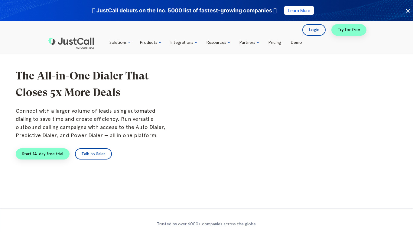 Sales Dialer For Mobile Landing page