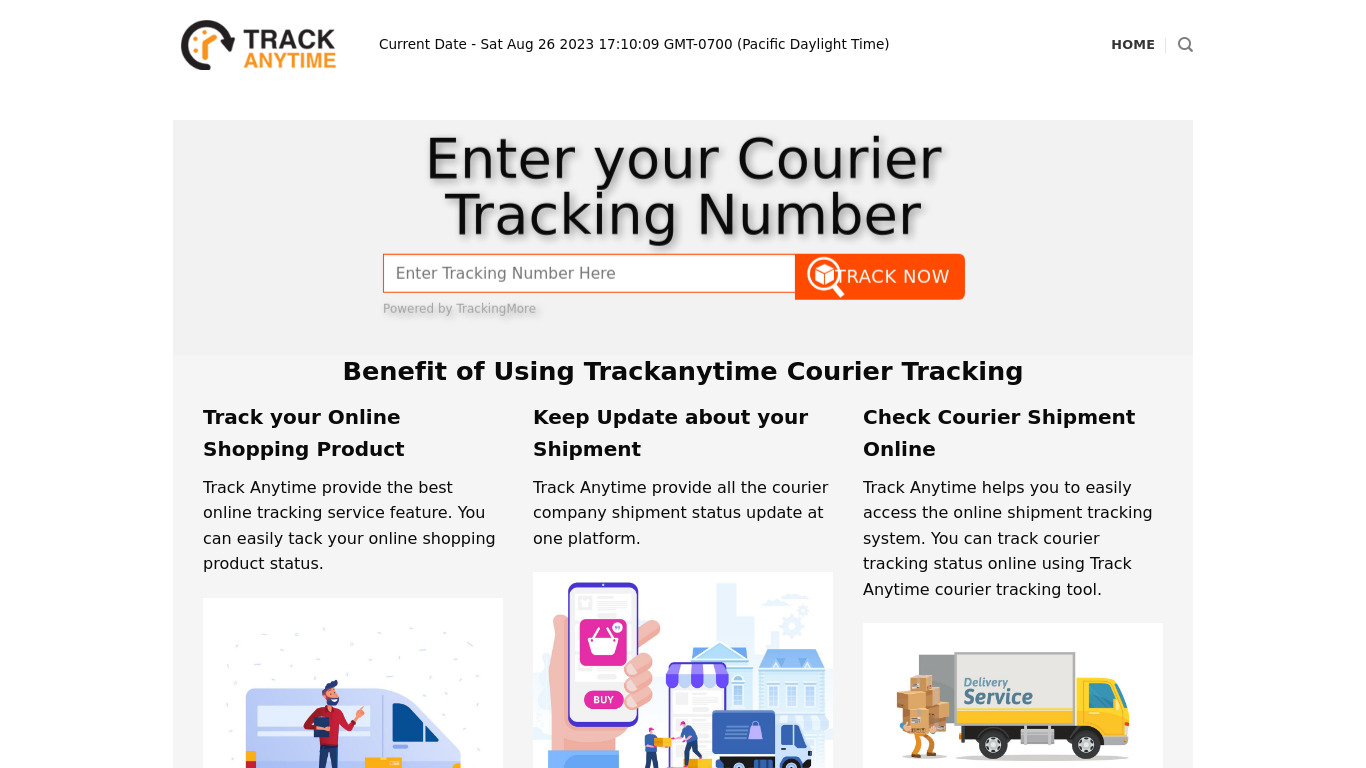 Trackanytime Landing page