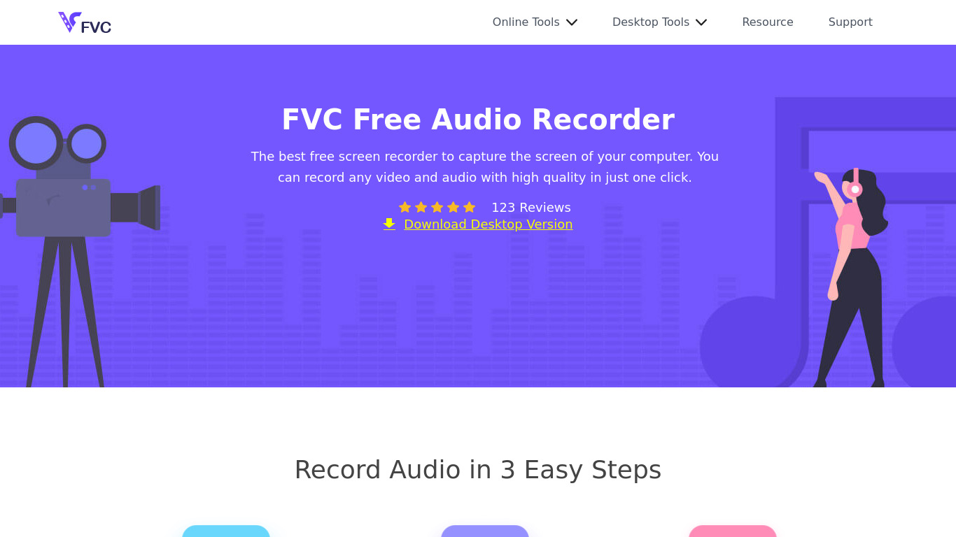 FVC Free Audio Recorder Landing page