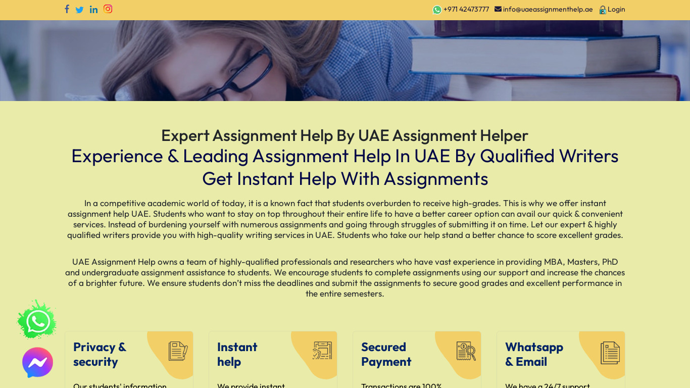 UAE Assignment Help Landing page