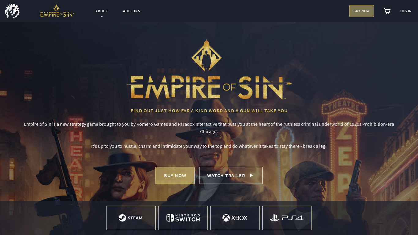 Empire of Sin Landing page