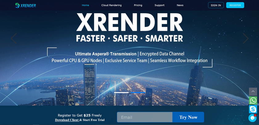 XRender Farm Landing Page