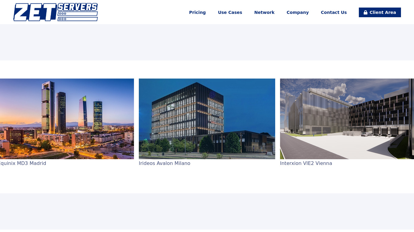 ZetServers Landing page
