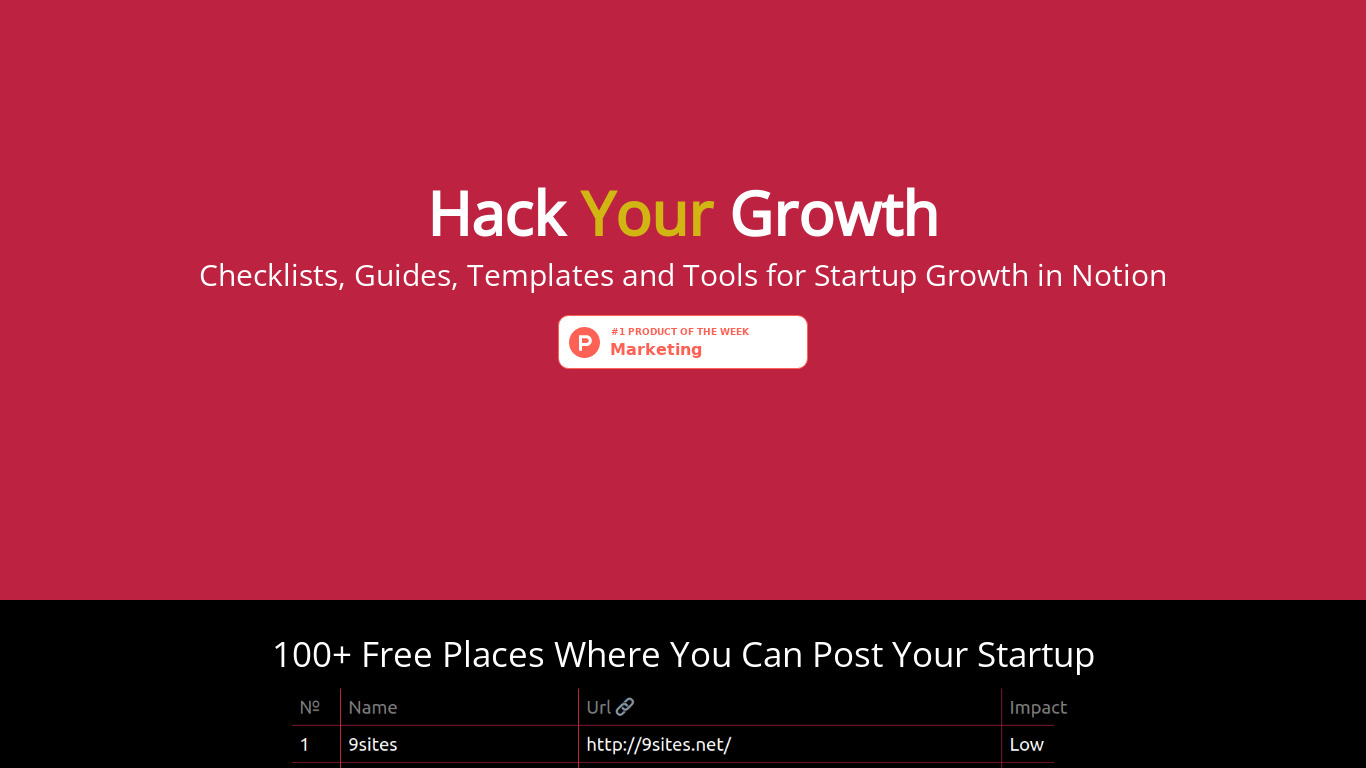 Growth Hacking Kit Landing page