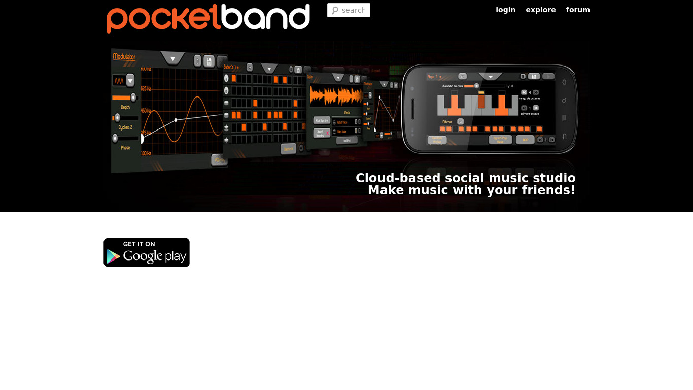 PocketBand Lite Landing page
