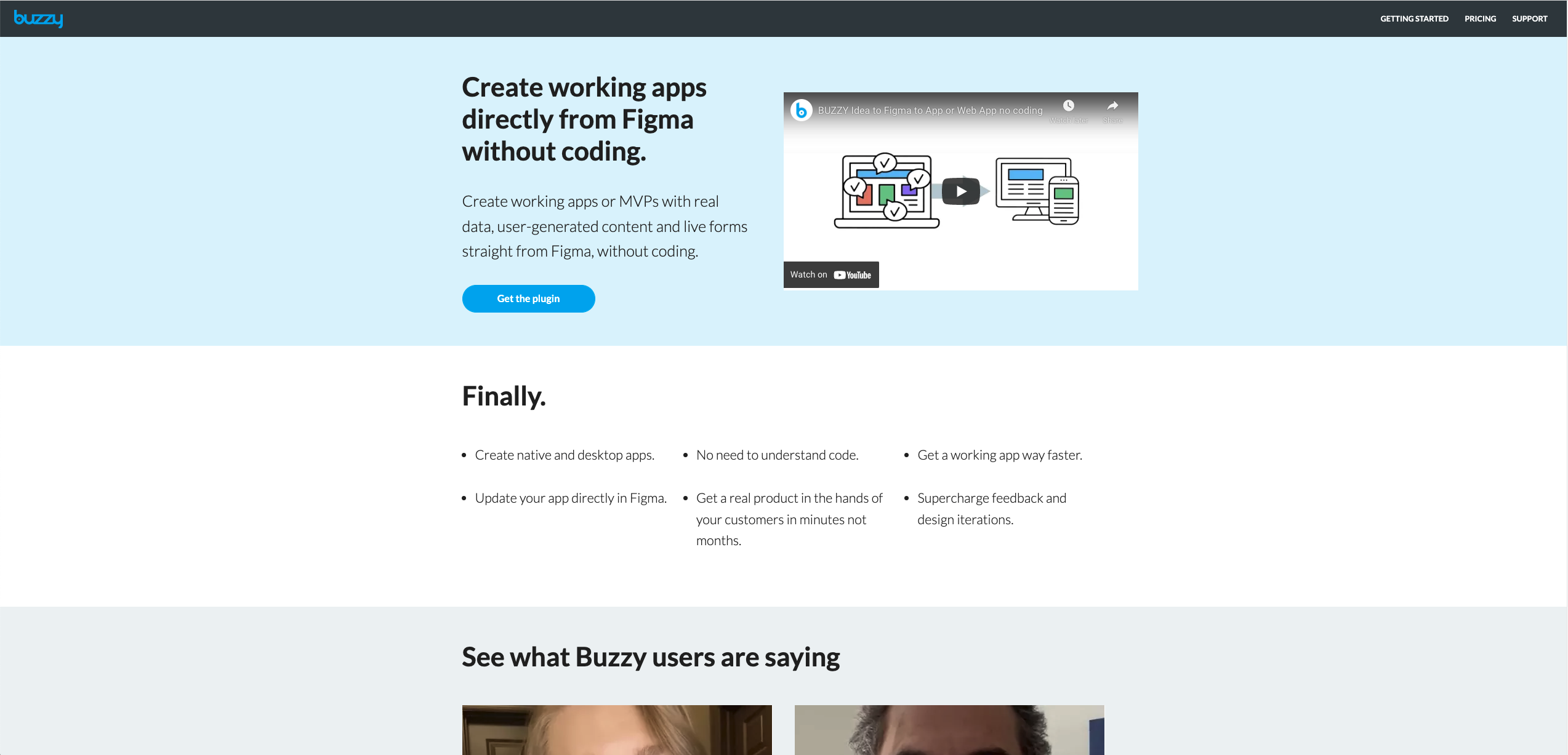 Buzzy Landing page