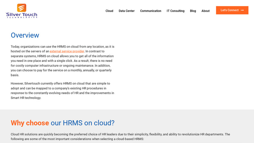SilverTouch HRMS on Cloud Landing Page