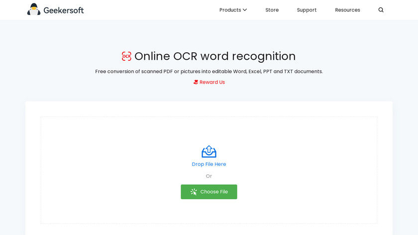 Geekersoft Optical Character Recognition Landing Page