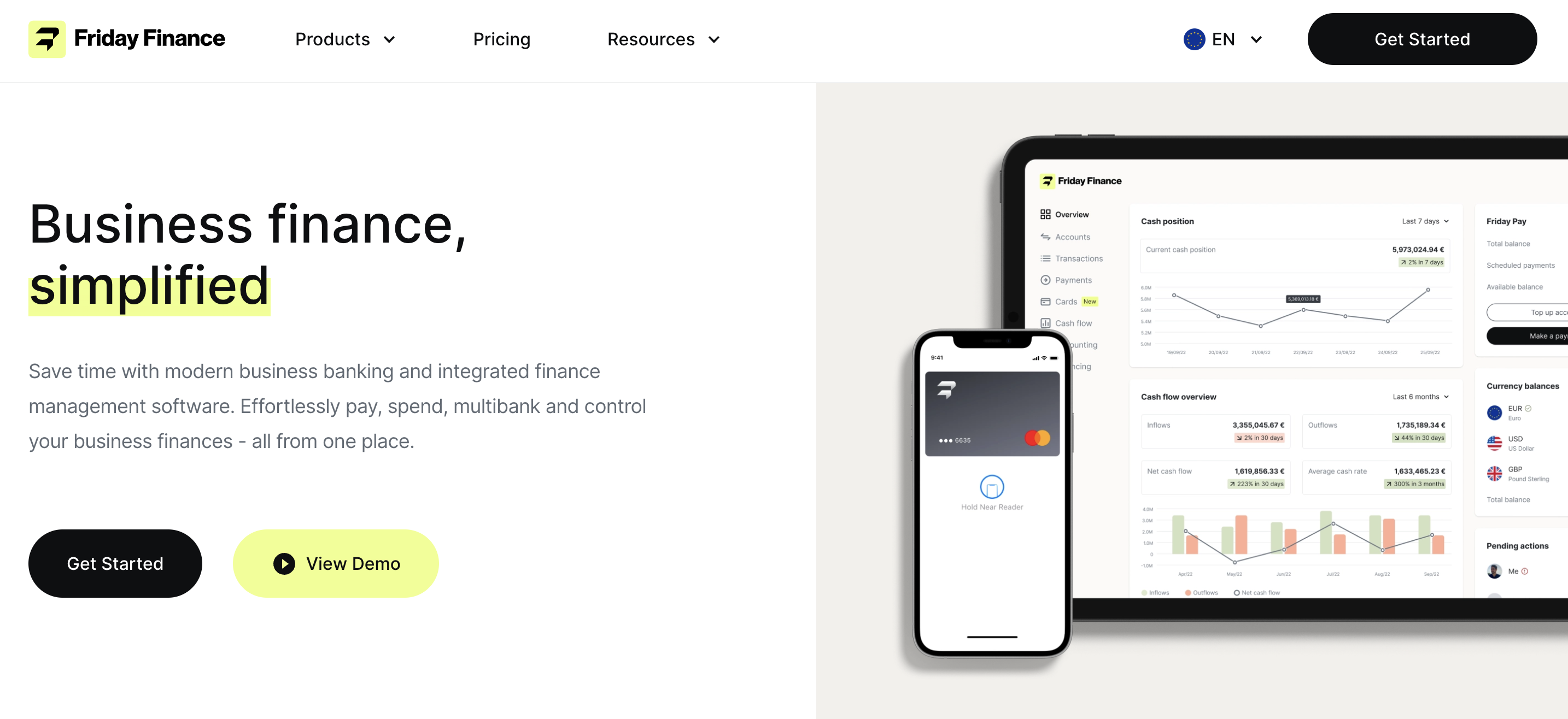 Friday Finance Landing page
