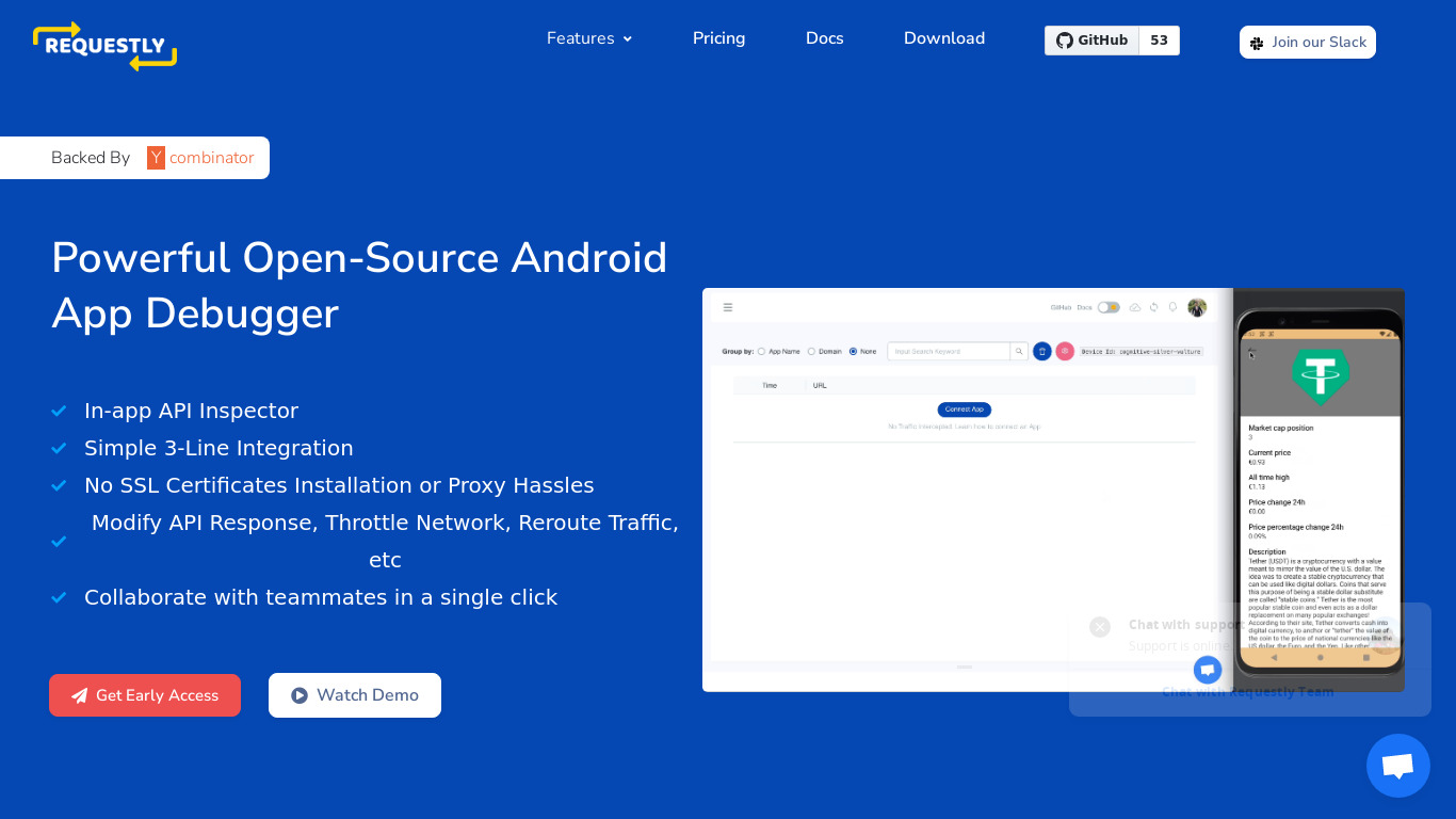 Requestly for Android Landing page
