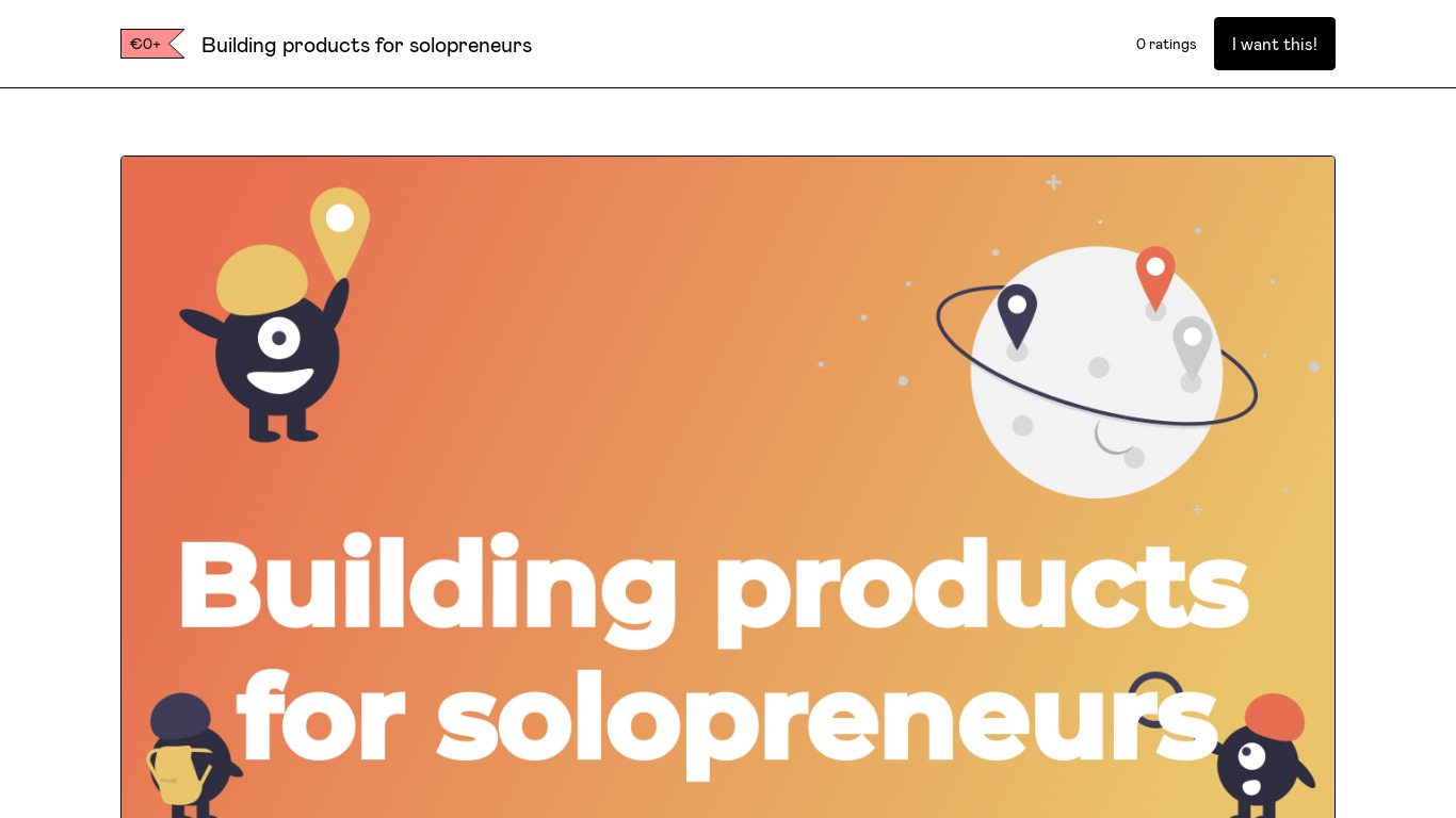 Building Products for Solopreneurs Landing page