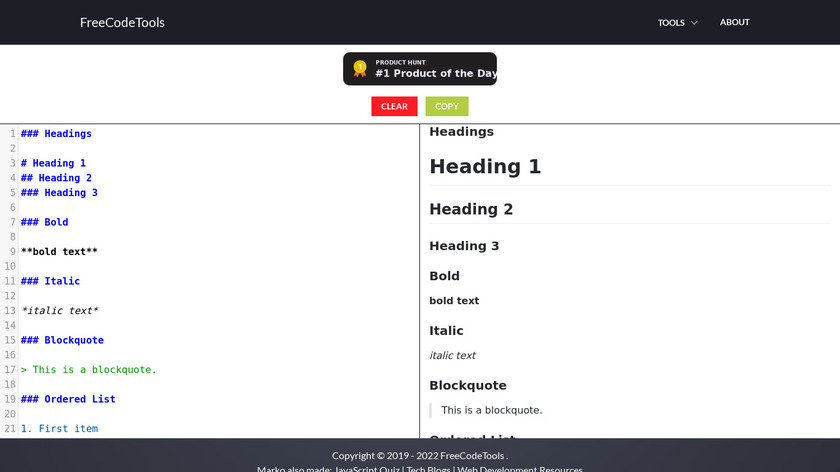 Markdown Preview Landing Page