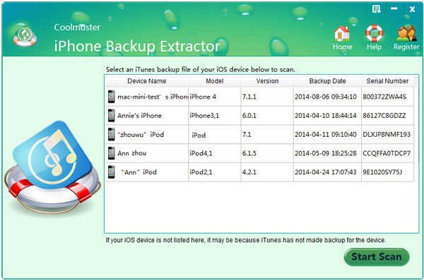 Coolmuster iPhone Backup Extractor Landing page
